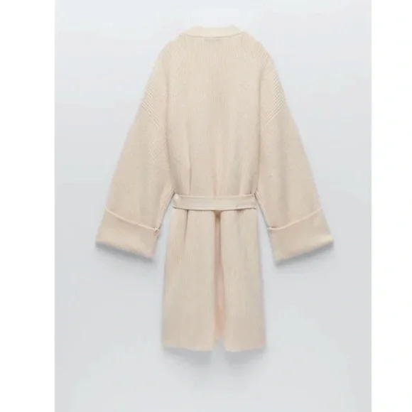 Zara Belted Knit Cardigan Knit Coat NWT - Picture 6 of 8
